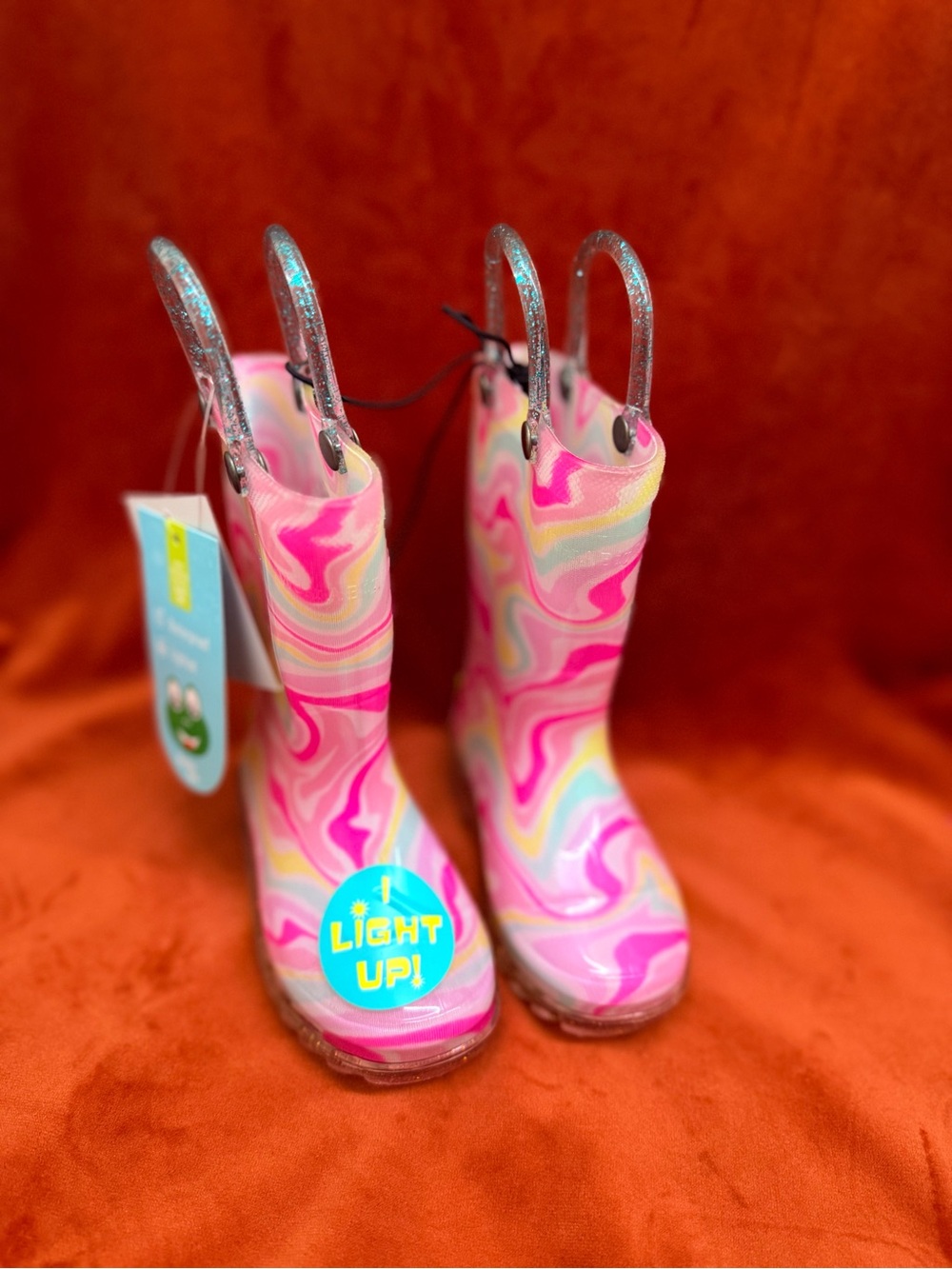 Western Chief Kids Light-Up Rain Boots - Pink Swirl